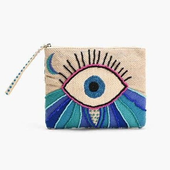 America & Beyond Handbags - Wanderlust Evil Eye Beaded Clutch